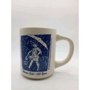 Vintage Morton Salt 1921 Logo Girl When It Rains It Pours Coffee Mug Cup Double